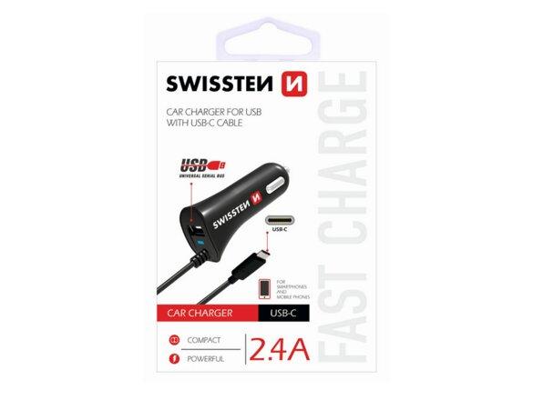 obrazok z galerie Autonabíjačka Swissten USB-C 2.4A - čierna