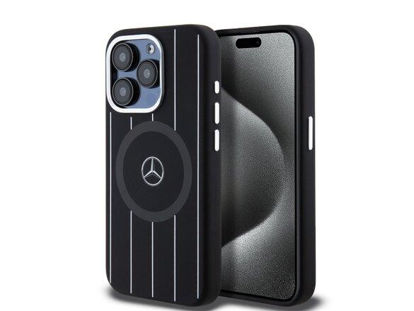 obrazok z galerie Mercedes Liquid Silicon Stripes Pattern MagSafe Zadní Kryt pro iPhone 15 Pro Black