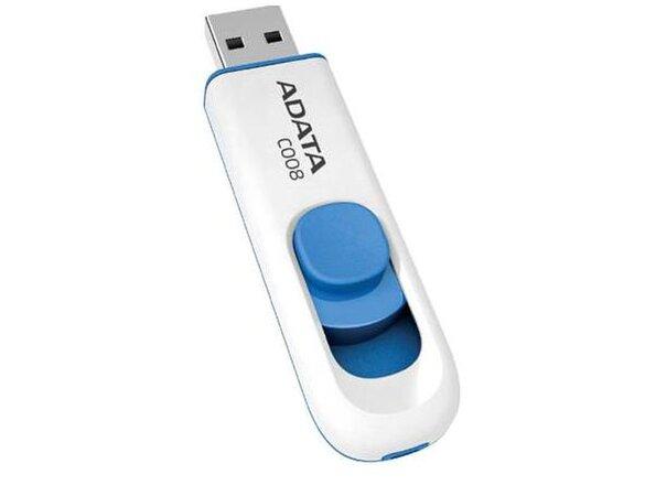 obrazok z galerie ADATA Classic Series C008 16GB USB 2.0 flashdisk, výsuvný konektor bielo-modrý AC008-16G-RWE