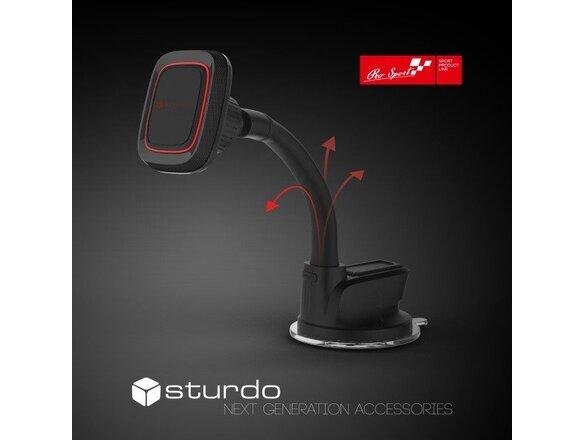 obrazok z galerie Magnetický držiak do auta STURDO Pro Sport čierny s nano prísavkou