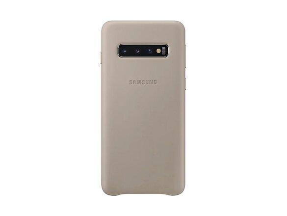 obrazok z galerie EF-VG973LJE Samsung Leather Cover Gray pro G973 Galaxy S10 (EU Blister)