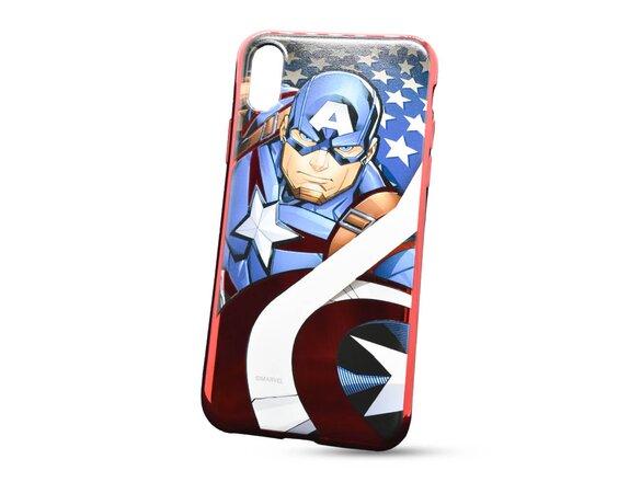 obrazok z galerie Puzdro Marvel TPU iPhone X/Xs Captain America vzor 004 (licencia) - červené chrome