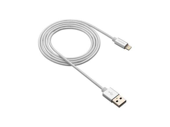 obrazok z galerie Canyon CNS-MFIC3PW, 1m prémiový opletený kábel Lightning/USB, MFI schválený Apple, perleťovo biely