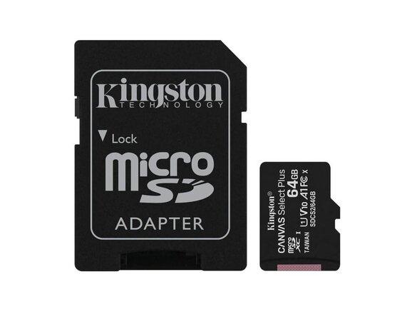 obrazok z galerie 64GB microSDXC Kingston Canvas Select Plus  A1 CL10 100MB/s + adapter