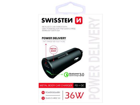 obrazok z galerie Autonabíjačka Swissten 36W Quick Charge 3.0 18W + 18W iPD technológia Čierna