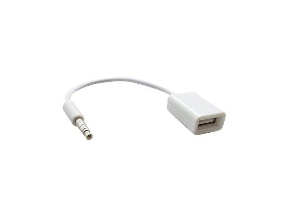 obrazok z galerie Biela 3.5mm AUX na USB samicu redukcia (ECO balenie)