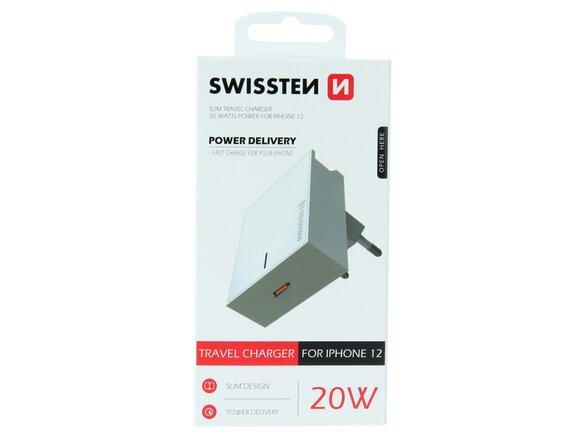obrazok z galerie Nabíjací adaptér Swissten Power Delivery 20W pre iPhone 12 USB-C Biely