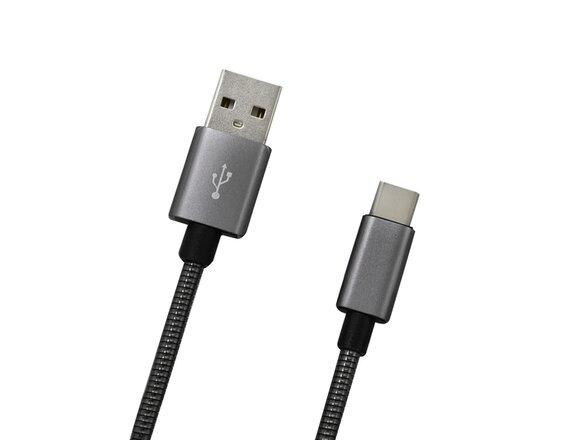 obrazok z galerie Dátový kábel MobilNET USB-C 2A 1m Sivý metalický