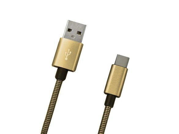 obrazok z galerie Dátový kábel MobilNET USB-C 2A 1m Zlatý metalický