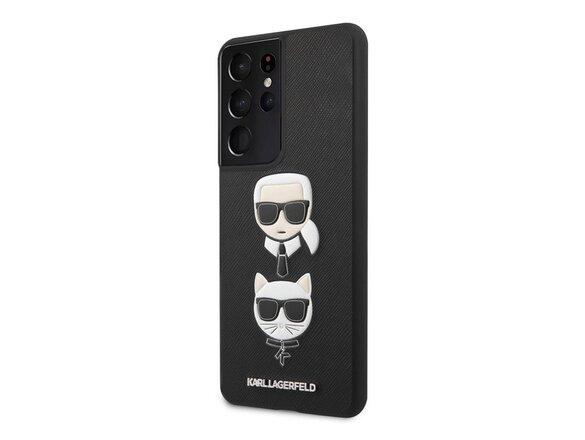 obrazok z galerie KLHCS21LSAKICKCBK Karl Lagerfeld Saffiano K&C Heads Kryt pro Samsung Galaxy S21 Ultra Black