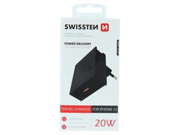 obrazok z galerie Nabíjací adaptér Swissten Power Delivery 20W pre iPhone 12 USB-C Čierny