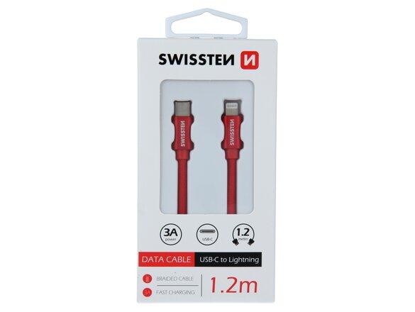 obrazok z galerie Dátový kábel Swissten USB-C/Lightning 1.2m Červený opletený