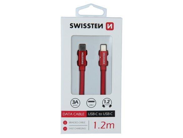 obrazok z galerie Dátový kábel Swissten USB-C/USB-C 1.2m Červený opletený