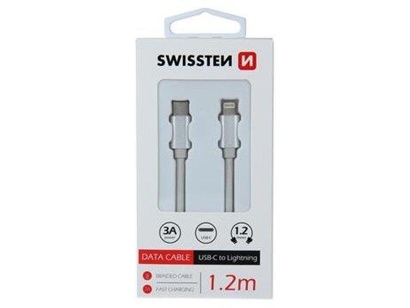 obrazok z galerie Dátový kábel Swissten USB-C/Lightning 1.2m Biely opletený