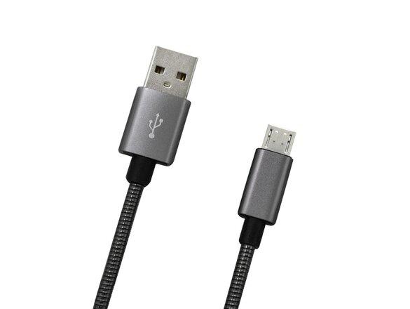obrazok z galerie Dátový kábel micro USB sivý metalický, 1m, 2A