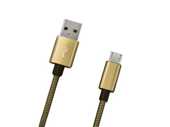 obrazok z galerie Dátový kábel micro USB zlatý metalický, 1m, 2A