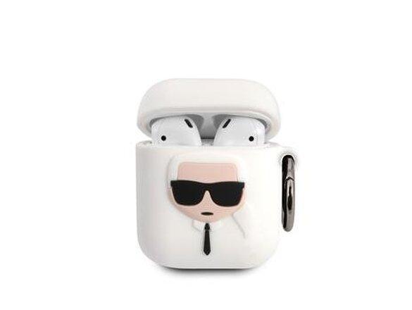 obrazok z galerie KLACCSILKHWH Karl Lagerfeld Karl Head Pouzdro pro Airpods 1/2 White