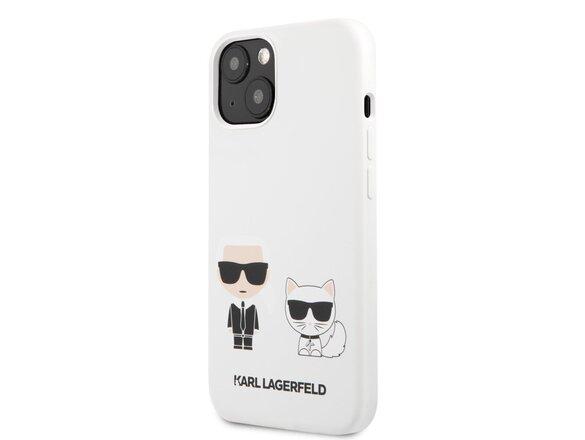 obrazok z galerie KLHCP13SSSKCW Karl Lagerfeld and Choupette Liquid Silicone Pouzdro pro iPhone 13 mini White