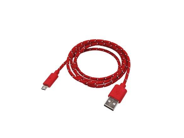 obrazok z galerie mobilNET textilný dátový kábel micro USB, červený