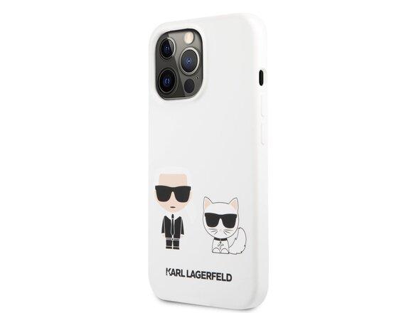 obrazok z galerie KLHCP13XSSKCW Karl Lagerfeld and Choupette Liquid Silicone Pouzdro pro iPhone 13 Pro Max White