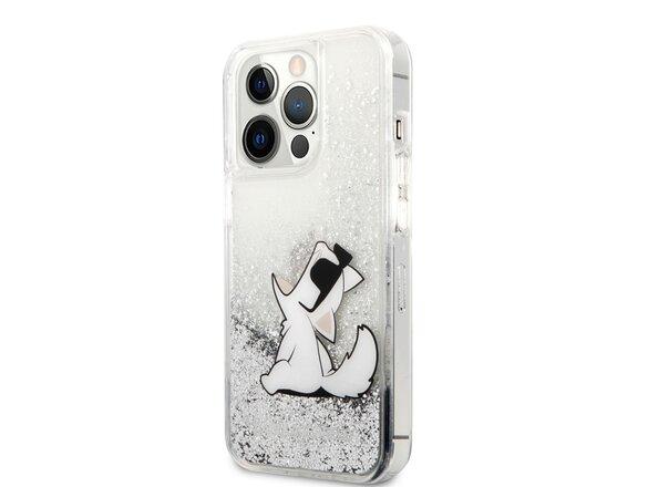 obrazok z galerie KLHCP13LGCFS Karl Lagerfeld Liquid Glitter Choupette Eat Kryt pro iPhone 13 Pro Silver