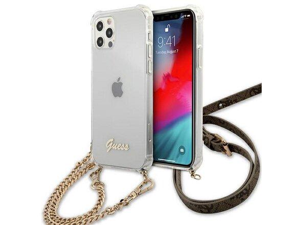 obrazok z galerie Guess case for iPhone 12 Pro Max 6,7&quot; GUHCP12LKC4GSGO transparent hard case 4G Gold Chain