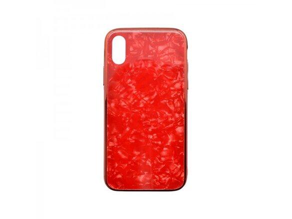 obrazok z galerie Sklenené puzdro Marble Glass iPhone XS červené