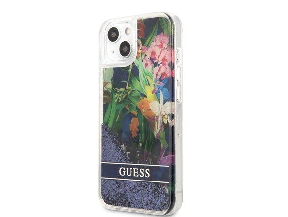 obrazok z galerie Guess Liquid Glitter Flower Zadní Kryt pro iPhone 13 mini Blue