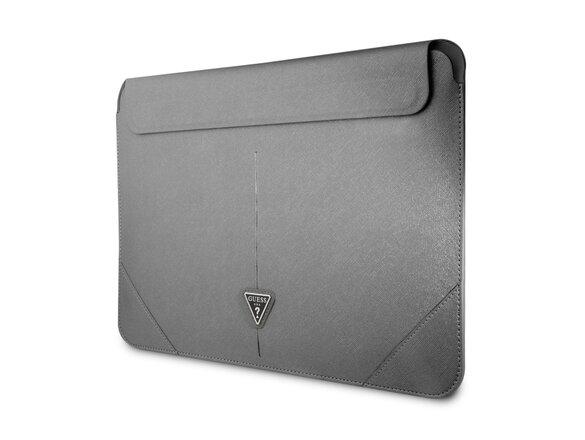obrazok z galerie Guess Saffiano Triangle Metal Logo Computer Sleeve 16" Silver