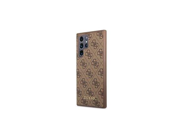 obrazok z galerie Guess case for Samsung Galaxy S22 Ultra GUHCS22LG4GFBR brown hard case 4G Metal Gold Logo