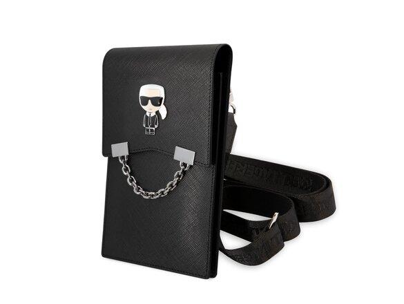 obrazok z galerie Karl Lagerfeld Saffiano Metal Ikonik Wallet Phone Bag Black