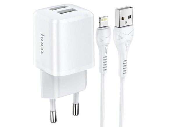 obrazok z galerie HOCO N8 Travel Charger 2x USB + Lightning Cable 2,4A Briar White