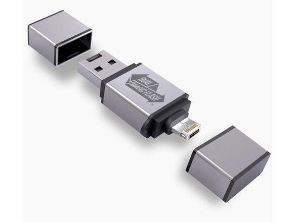 obrazok z galerie USB kľúč WOW MAGIC 16GB Lightning + MicroUSB (do 256 GB) Modrý