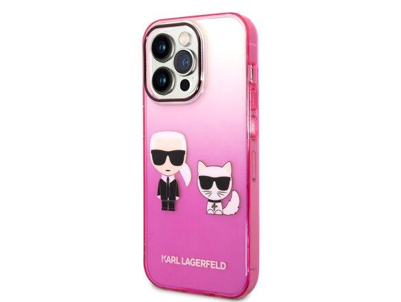 obrazok z galerie Karl Lagerfeld Gradient Karl and Choupette Zadní Kryt pro iPhone 14 Pro Pink
