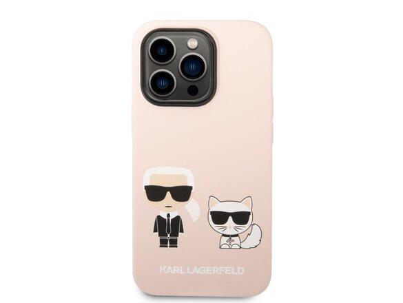 obrazok z galerie Karl Lagerfeld and Choupette Liquid Silicone Zadní Kryt pro iPhone 14 Pro Pink