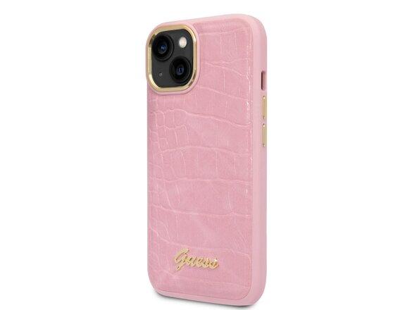 obrazok z galerie Guess PU Croco with Metal Camera Outline Zadní Kryt pro iPhone 14 Plus Pink
