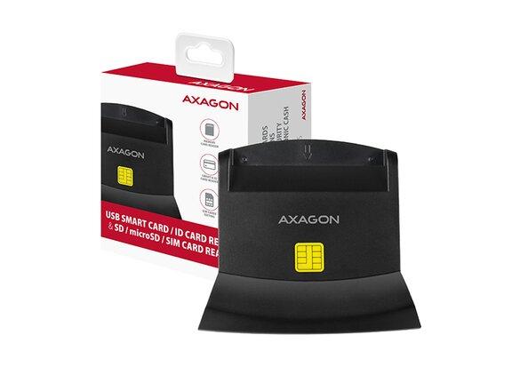 obrazok z galerie AXAGON CRE-SM2, USB externí čtečka 4-slot Smart card/ID card (eObčanka) + SD/microSD/SIM
