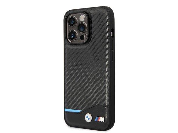 obrazok z galerie BMW M PU Carbon Blue Line Zadní Kryt pro iPhone 14 Pro Max Black