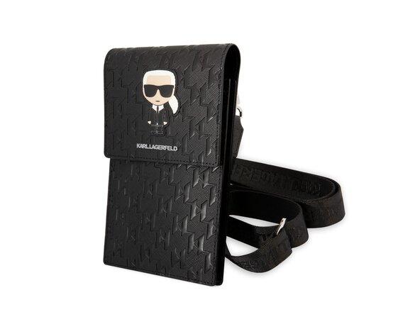 obrazok z galerie Karl Lagerfeld Monogram Ikonik Wallet Phone Bag Black