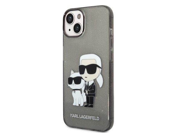 obrazok z galerie Karl Lagerfeld IML Glitter Karl and Choupette NFT Zadní Kryt pro iPhone 14 Plus Black