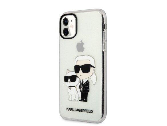 obrazok z galerie Karl Lagerfeld IML Glitter Karl and Choupette NFT Zadní Kryt pro iPhone 11 Transparent