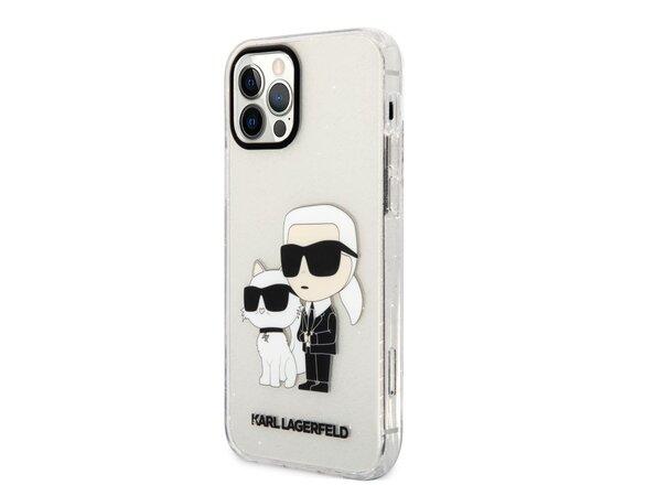 obrazok z galerie Karl Lagerfeld IML Glitter Karl and Choupette NFT Zadní Kryt pro iPhone 12/12 Pro Transparent