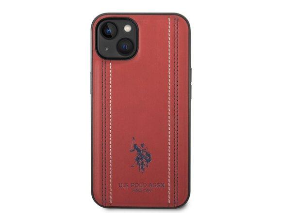 obrazok z galerie U.S. Polo PU Leather Stitched Lines Zadní Kryt pro iPhone 14 Red