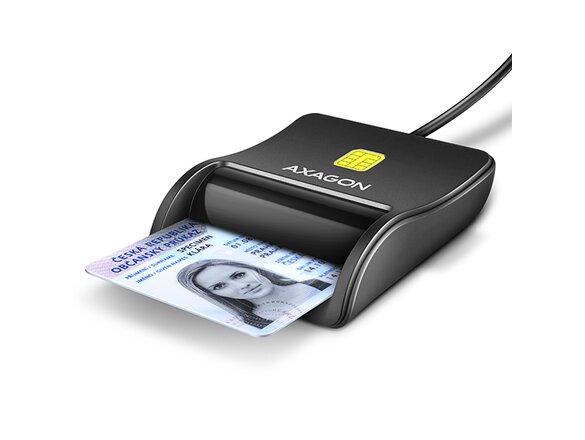 obrazok z galerie AXAGON CRE-SM3N, USB-A FlatReader čtečka kontaktních karet Smart card (eObčanka), kabel 1.3m