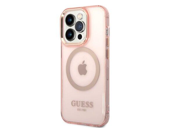 obrazok z galerie Guess Translucent MagSafe Kompatibilní Zadní Kryt pro iPhone 14 Pro Pink