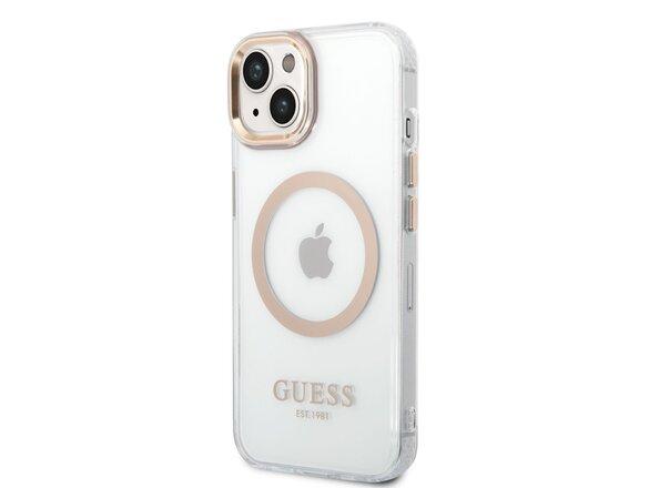 obrazok z galerie Guess Transparent MagSafe Kompatibilní Zadní Kryt pro iPhone 14 Plus Gold
