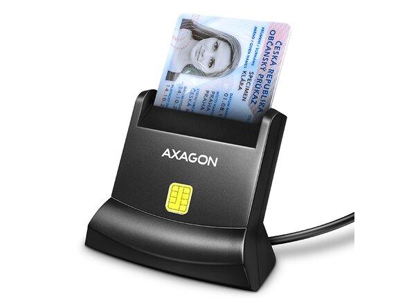 obrazok z galerie AXAGON CRE-SM4N, USB-A StandReader čtečka kontaktních karet Smart card (eObčanka), kabel 1.3m