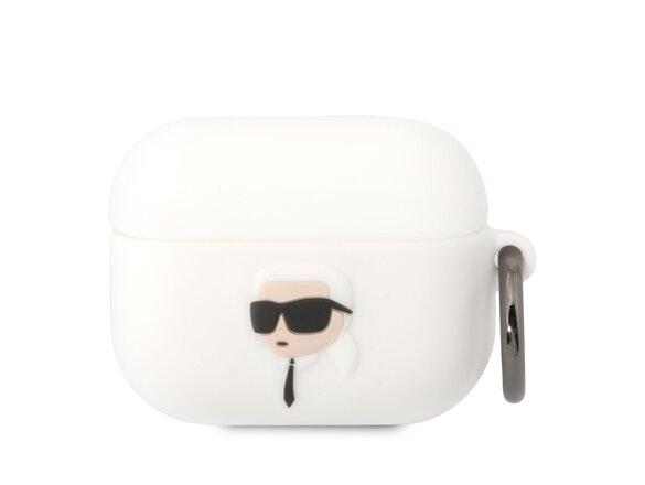 obrazok z galerie Karl Lagerfeld 3D Logo NFT Karl Head Silikonové Pouzdro pro Airpods Pro White