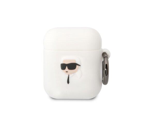 obrazok z galerie Karl Lagerfeld 3D Logo NFT Karl Head Silikonové Pouzdro pro Airpods 1/2 White