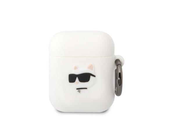 obrazok z galerie Karl Lagerfeld 3D Logo NFT Choupette Head Silikonové Pouzdro pro Airpods 1/2 White
